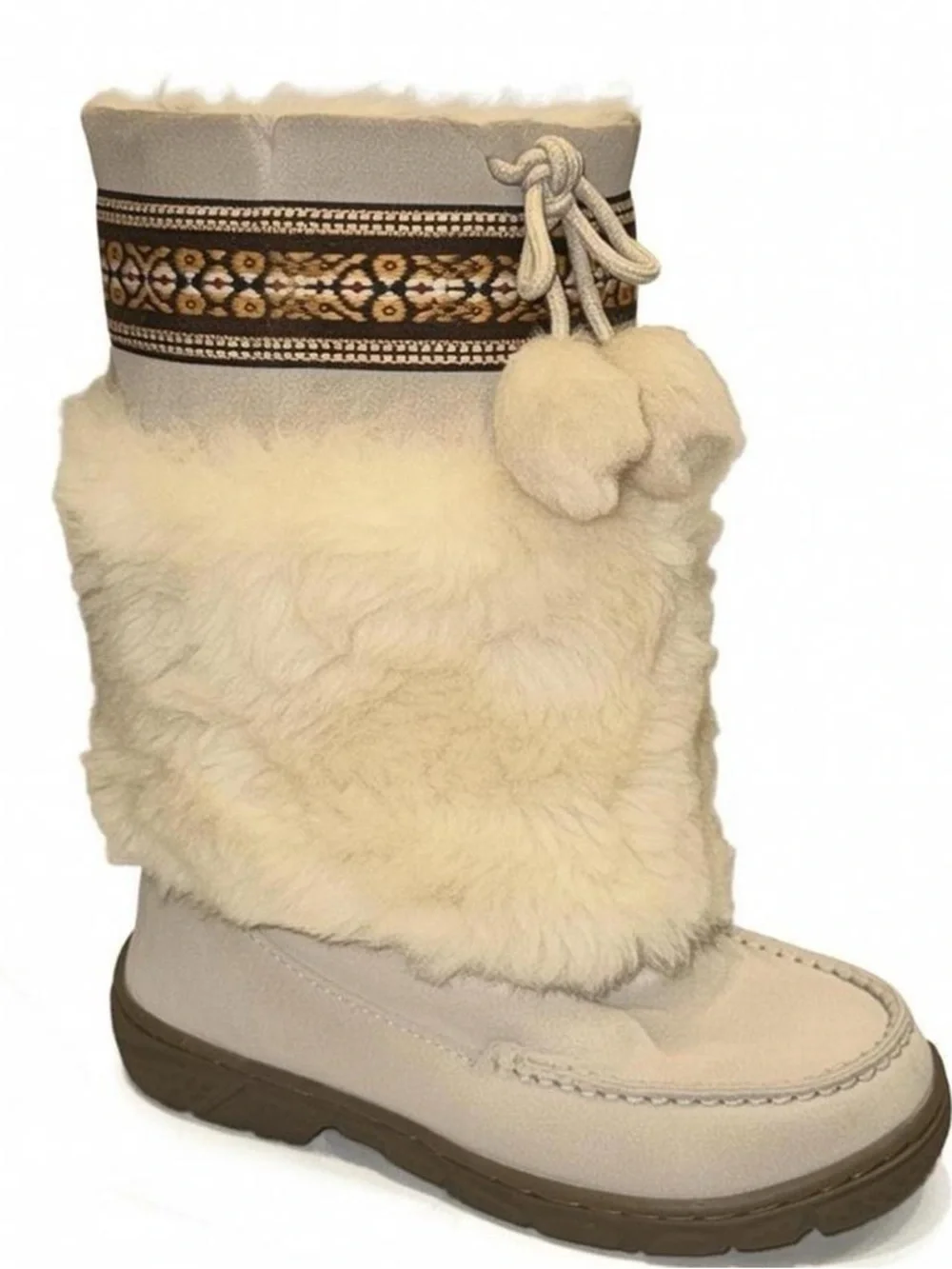 Aldo Cream Faux-Shearling Pom Pom Winter Boot - Picture 2 of 2